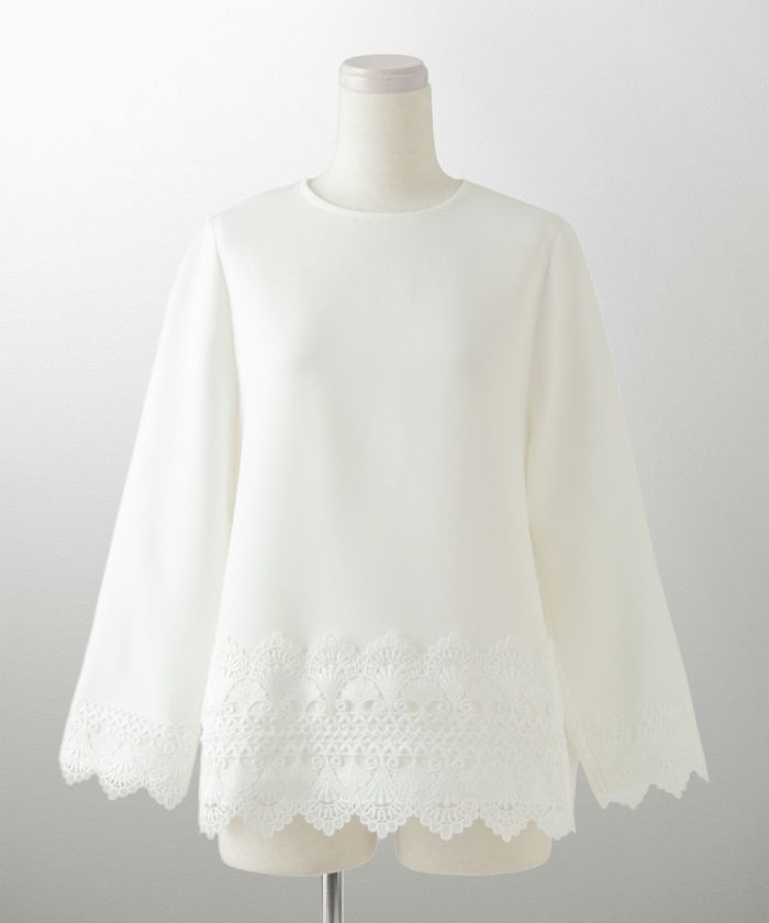 レースコンビ トップス トップス レディース ブラウス オフィス きれいめ かわいい 大人 ホワイト ネイビー ブラック M