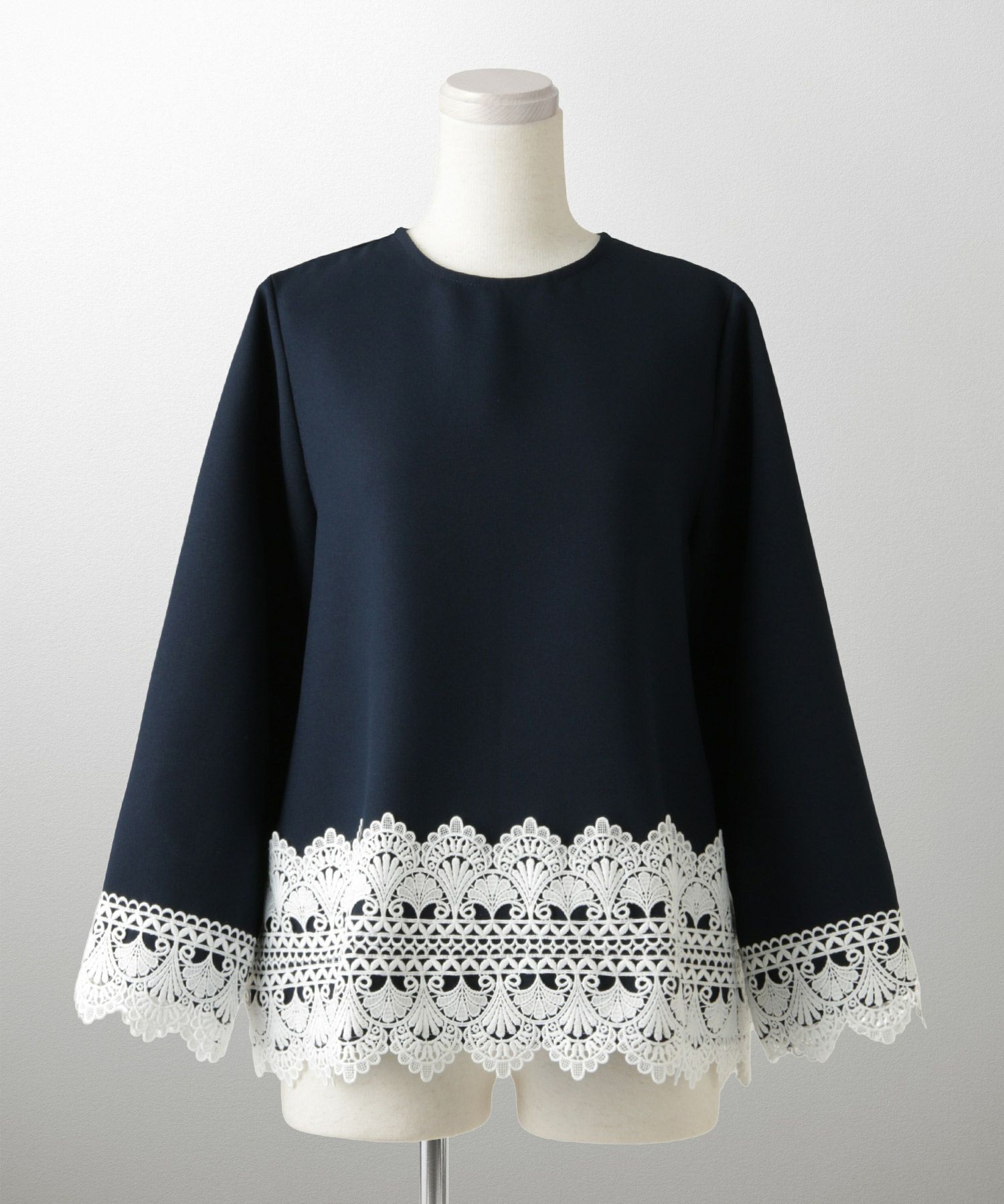 レースコンビ トップス トップス レディース ブラウス オフィス きれいめ かわいい 大人 ホワイト ネイビー ブラック M