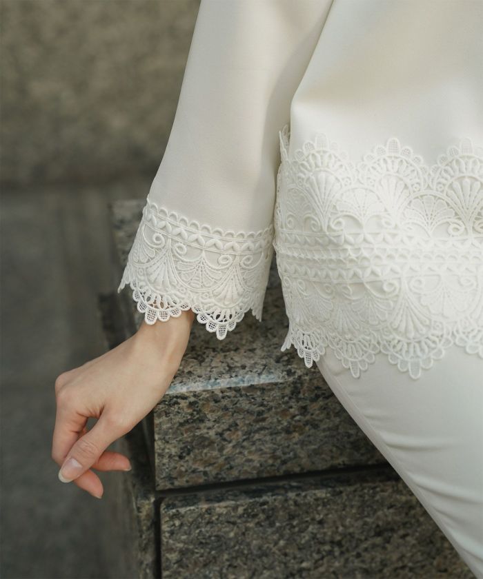 レースコンビ トップス トップス レディース ブラウス オフィス きれいめ かわいい 大人 ホワイト ネイビー ブラック M