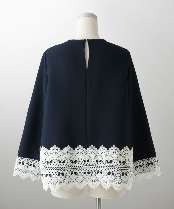 レースコンビ トップス トップス レディース ブラウス オフィス きれいめ かわいい 大人 ホワイト ネイビー ブラック M