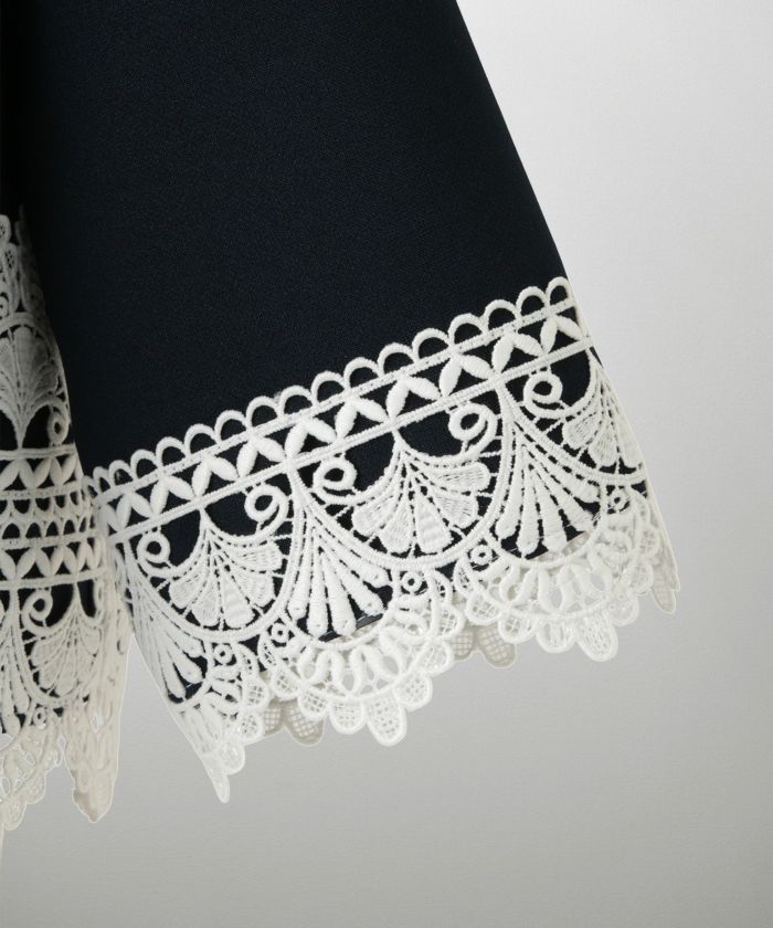 レースコンビ トップス トップス レディース ブラウス オフィス きれいめ かわいい 大人 ホワイト ネイビー ブラック M