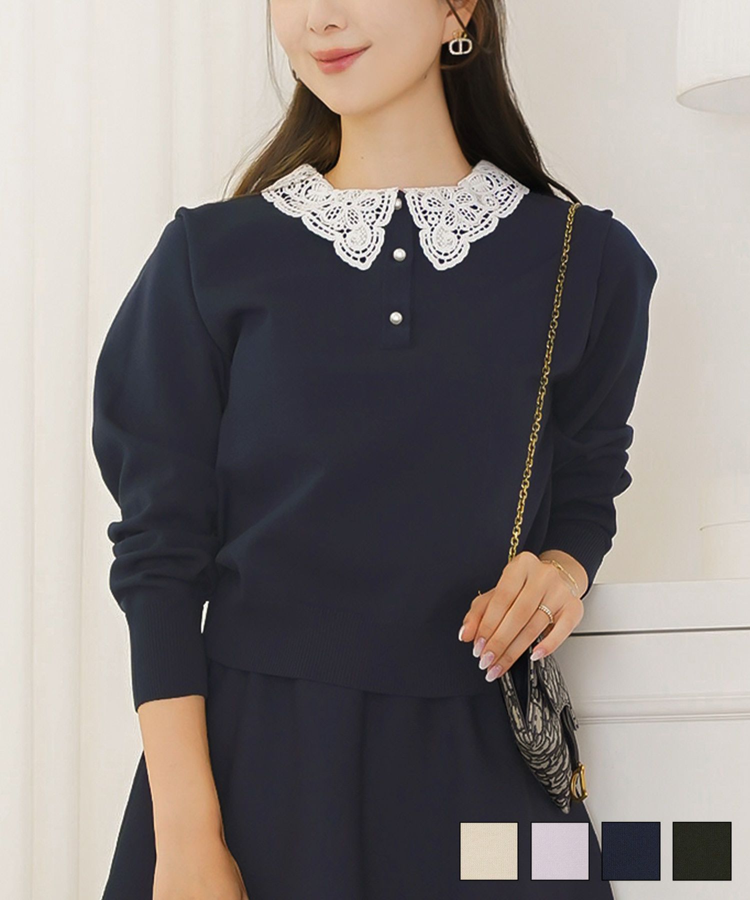 レース 襟 ニット プルオーバー le reve vaniller 全4色