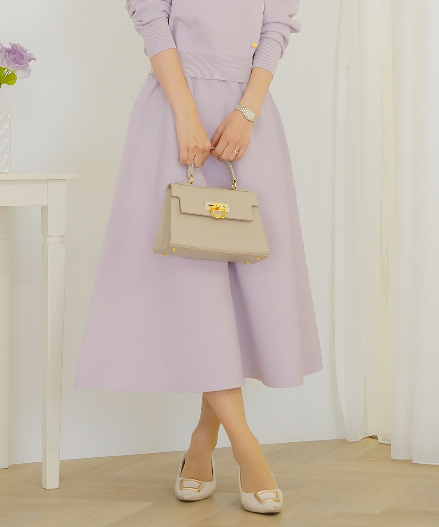 ボトムス スカート フレア ボリューム ゴム ウエストゴム 上品 エレガント フェミニン シンプル きれい