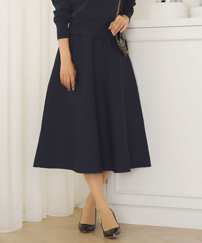 ボトムス スカート フレア ボリューム ゴム ウエストゴム 上品 エレガント フェミニン シンプル きれい