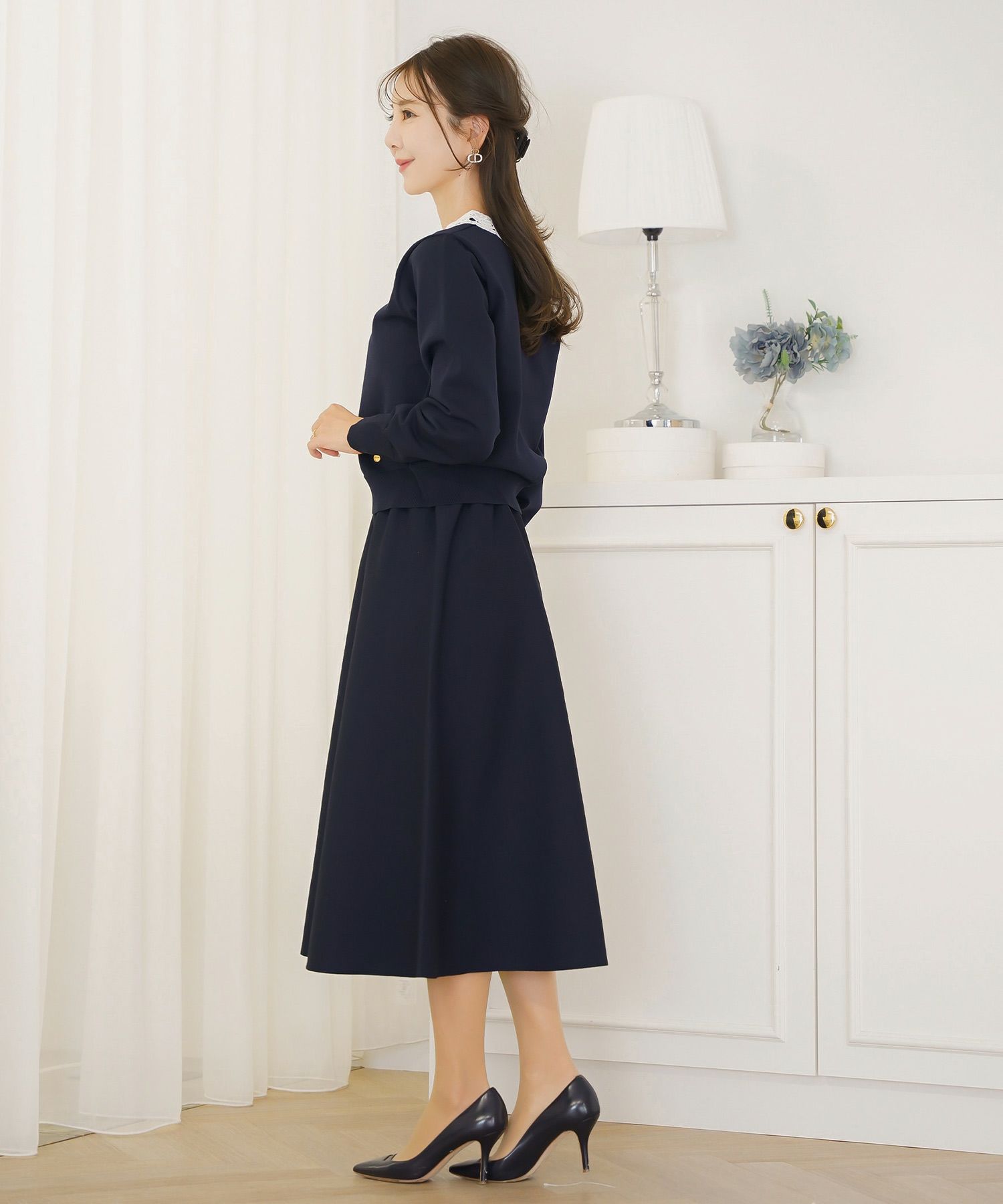 ボトムス スカート フレア ボリューム ゴム ウエストゴム 上品 エレガント フェミニン シンプル きれい