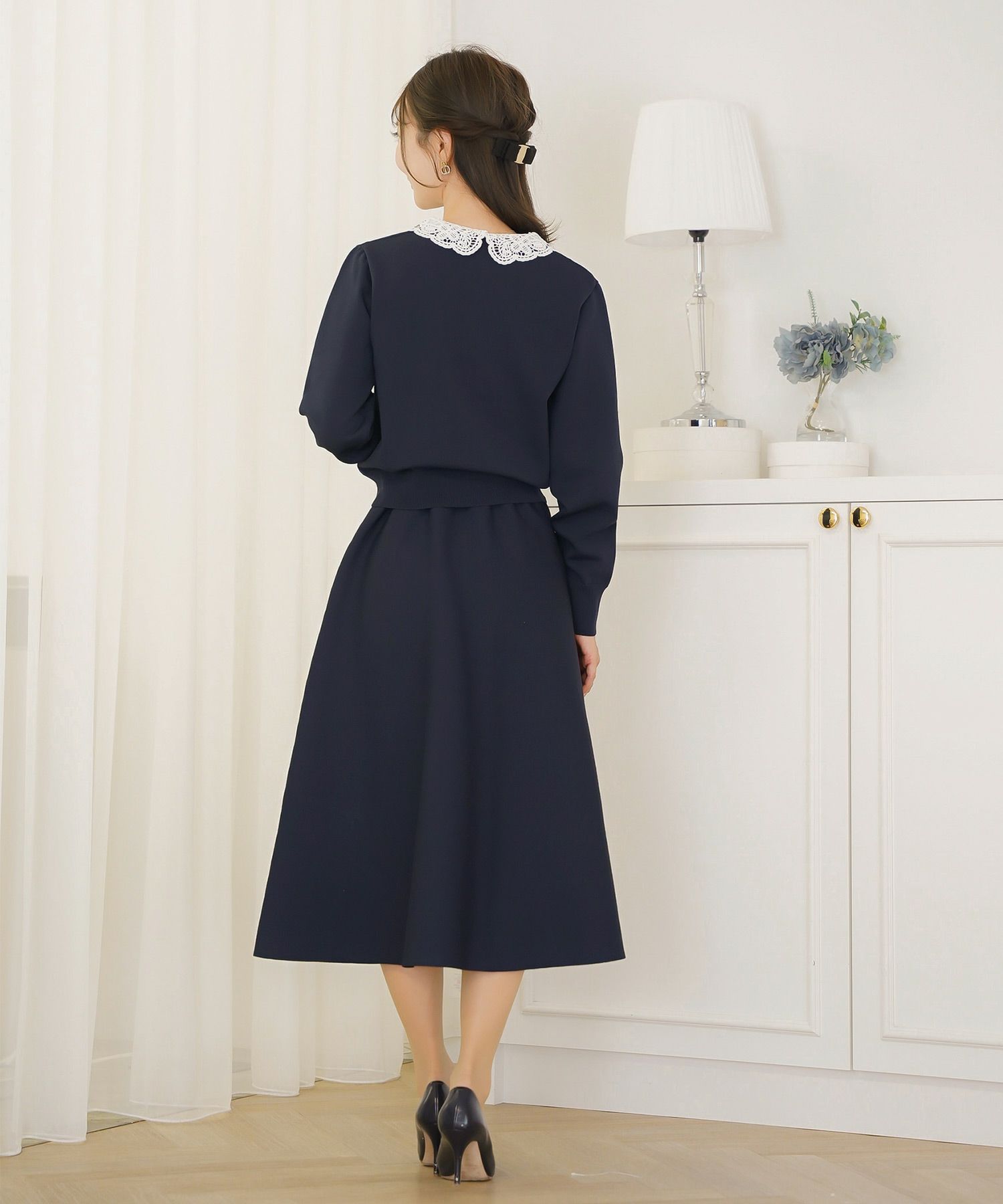 ボトムス スカート フレア ボリューム ゴム ウエストゴム 上品 エレガント フェミニン シンプル きれい