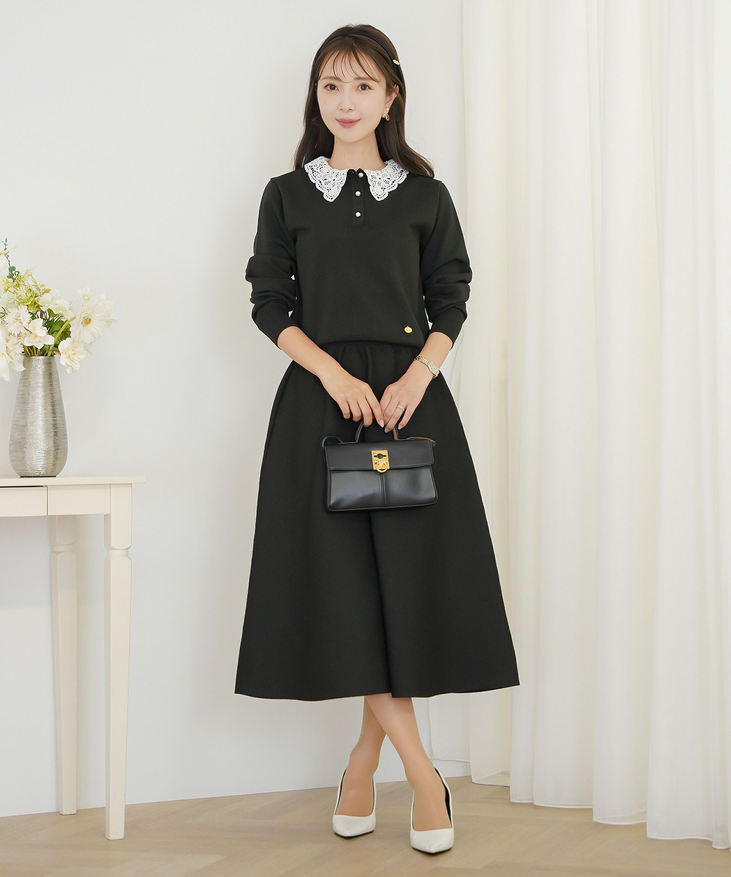 ボトムス スカート フレア ボリューム ゴム ウエストゴム 上品 エレガント フェミニン シンプル きれい