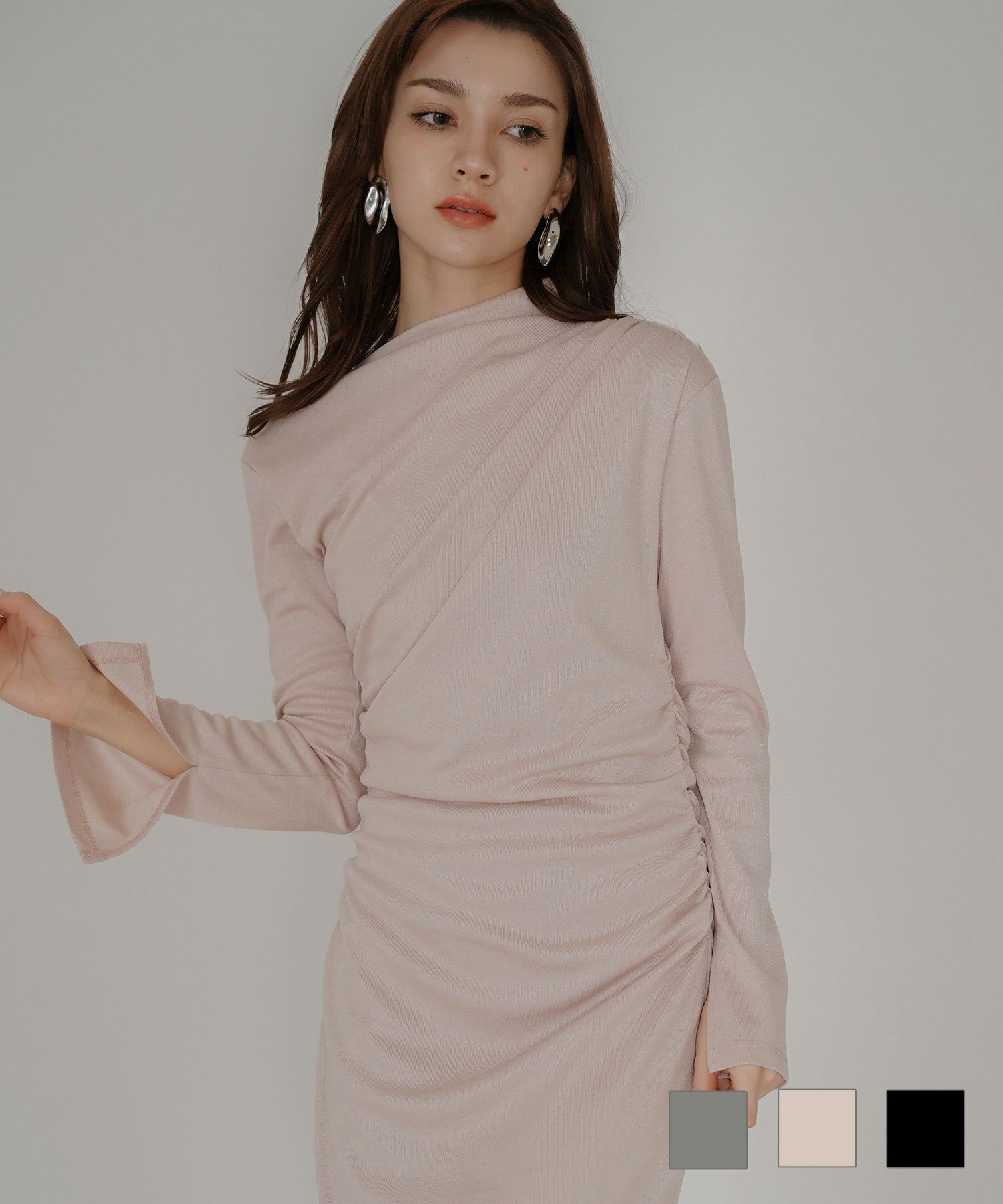 シアーラメ 2WAY ドレープ ワンピース KINO THE KEI