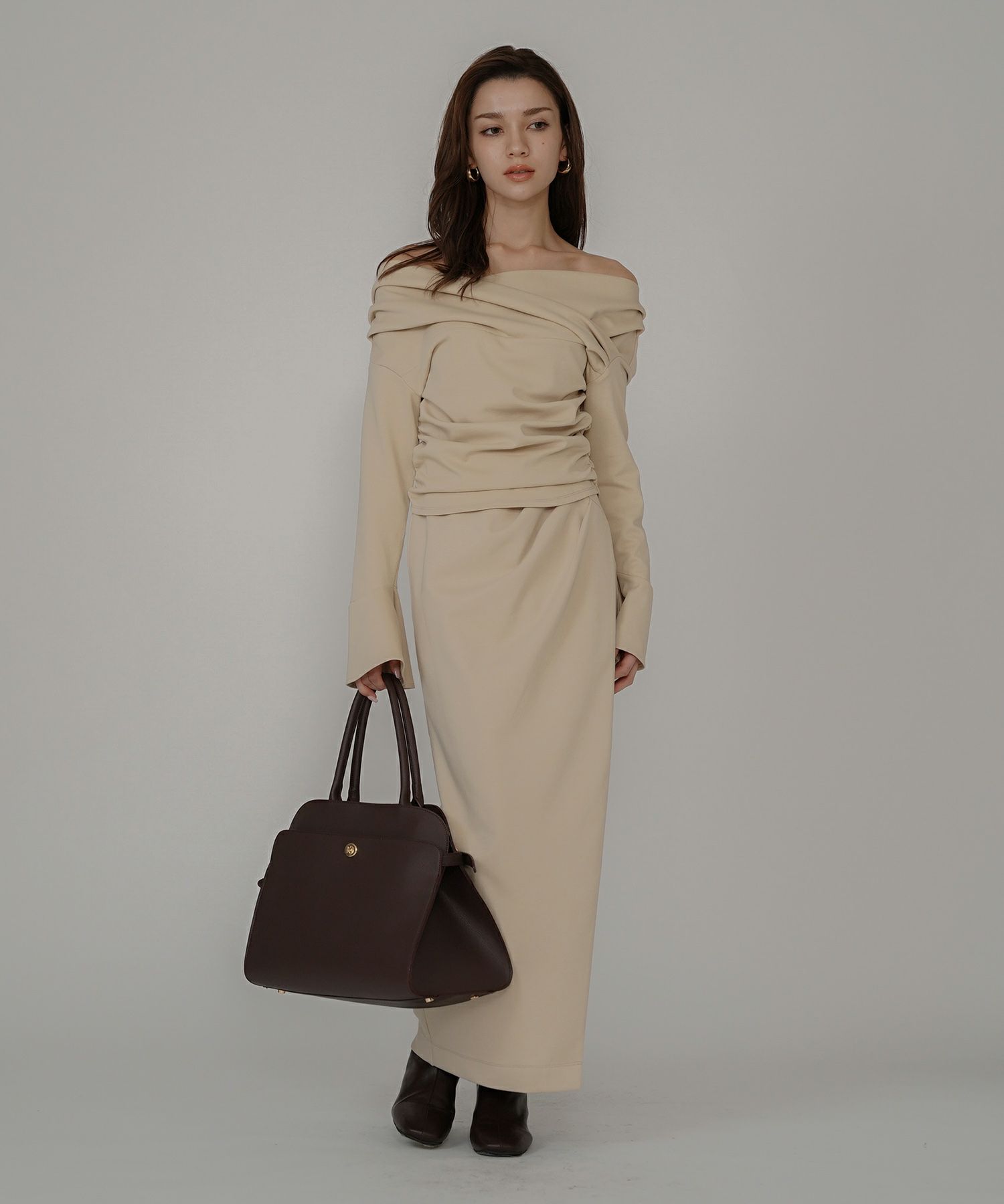 タックドレープ ラップスカート ( セットアップ可 ) KINO THE KEI 全3