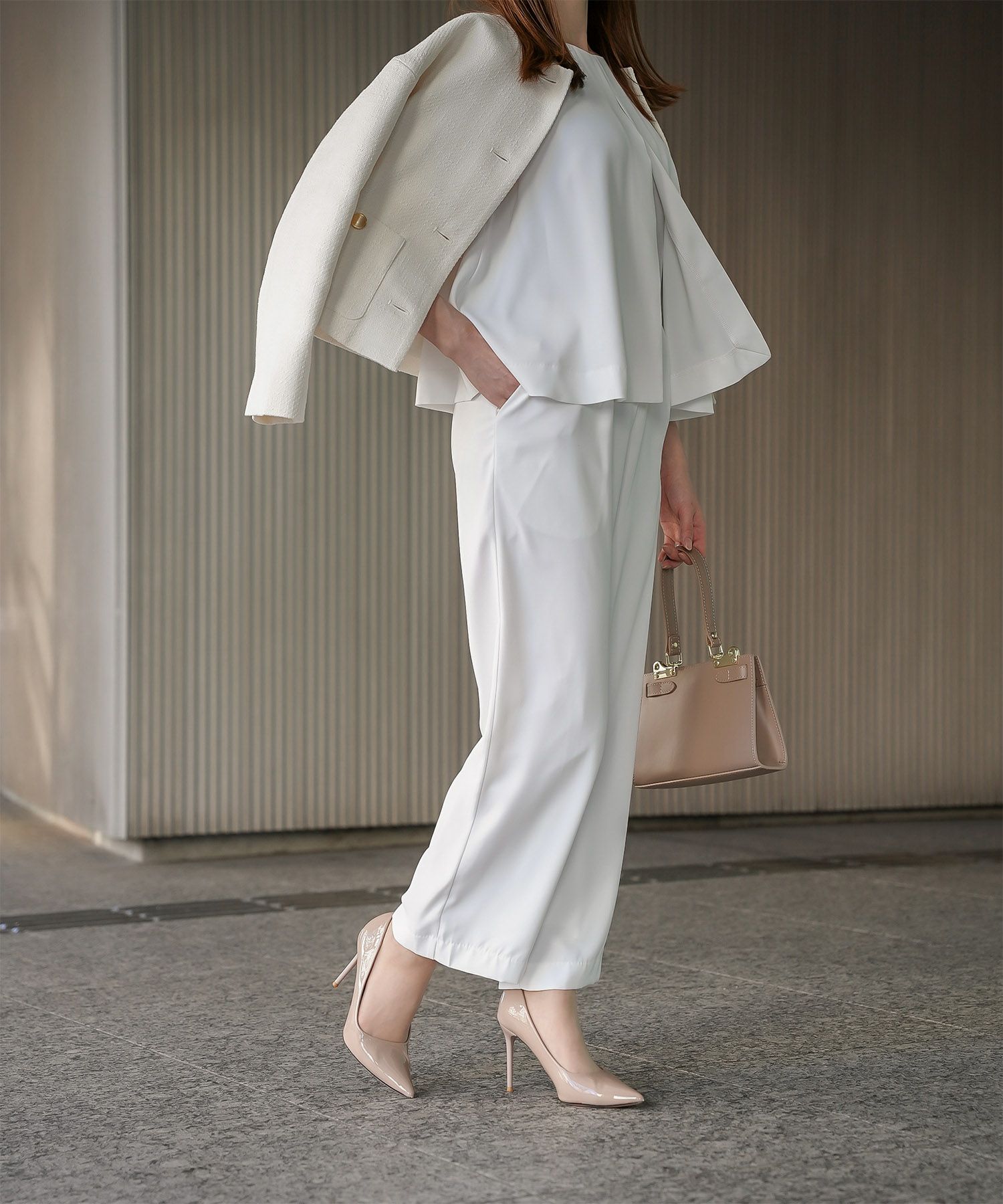 フレアヘム オールインワン レディース ファッション オケージョン ホワイト ブラック M