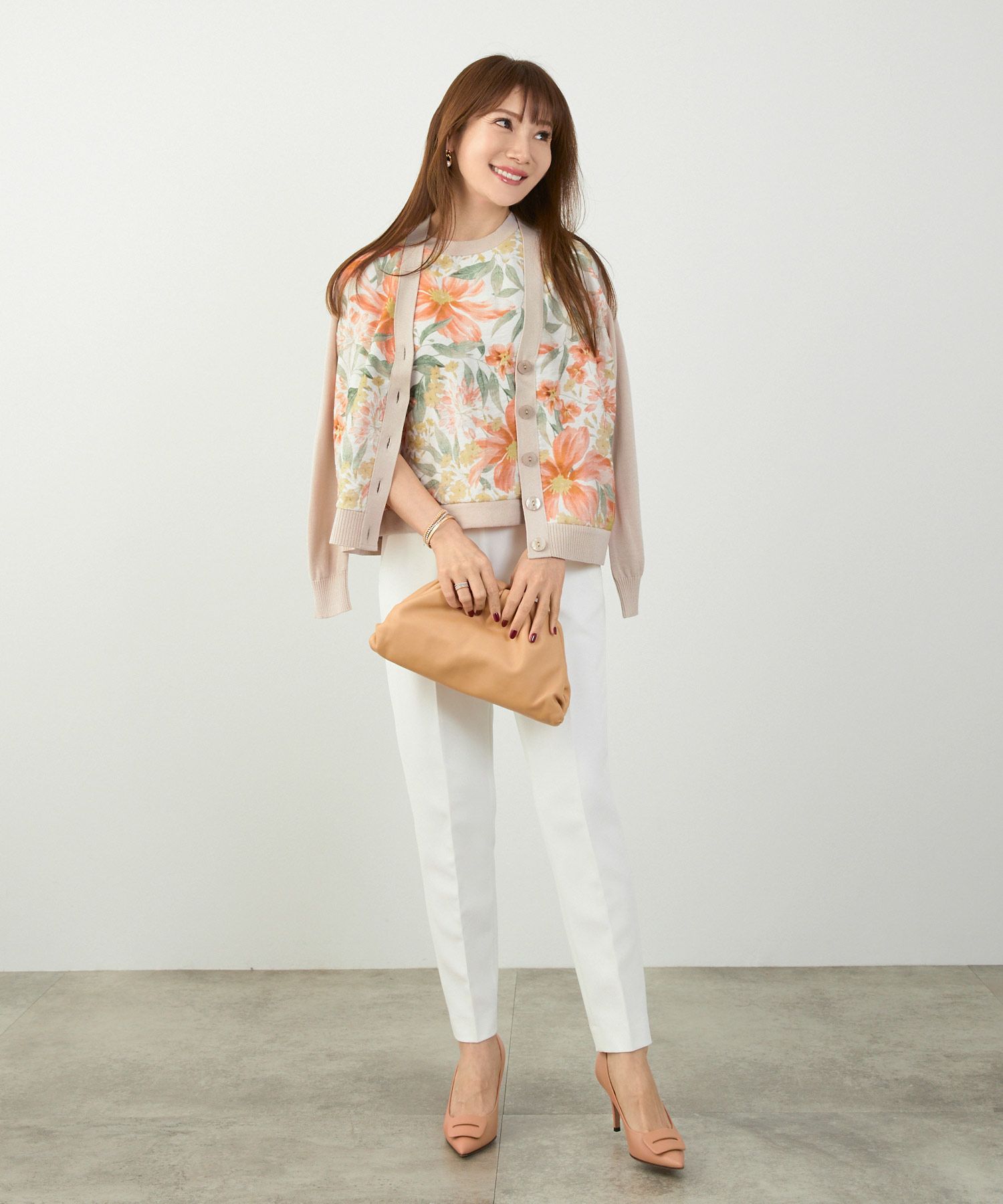 手洗い可 日本製 アンサンブル対応 秋冬春 長袖 可愛い 上品 きれいめ オフィス 柄 フェミニン ジョイントスペース