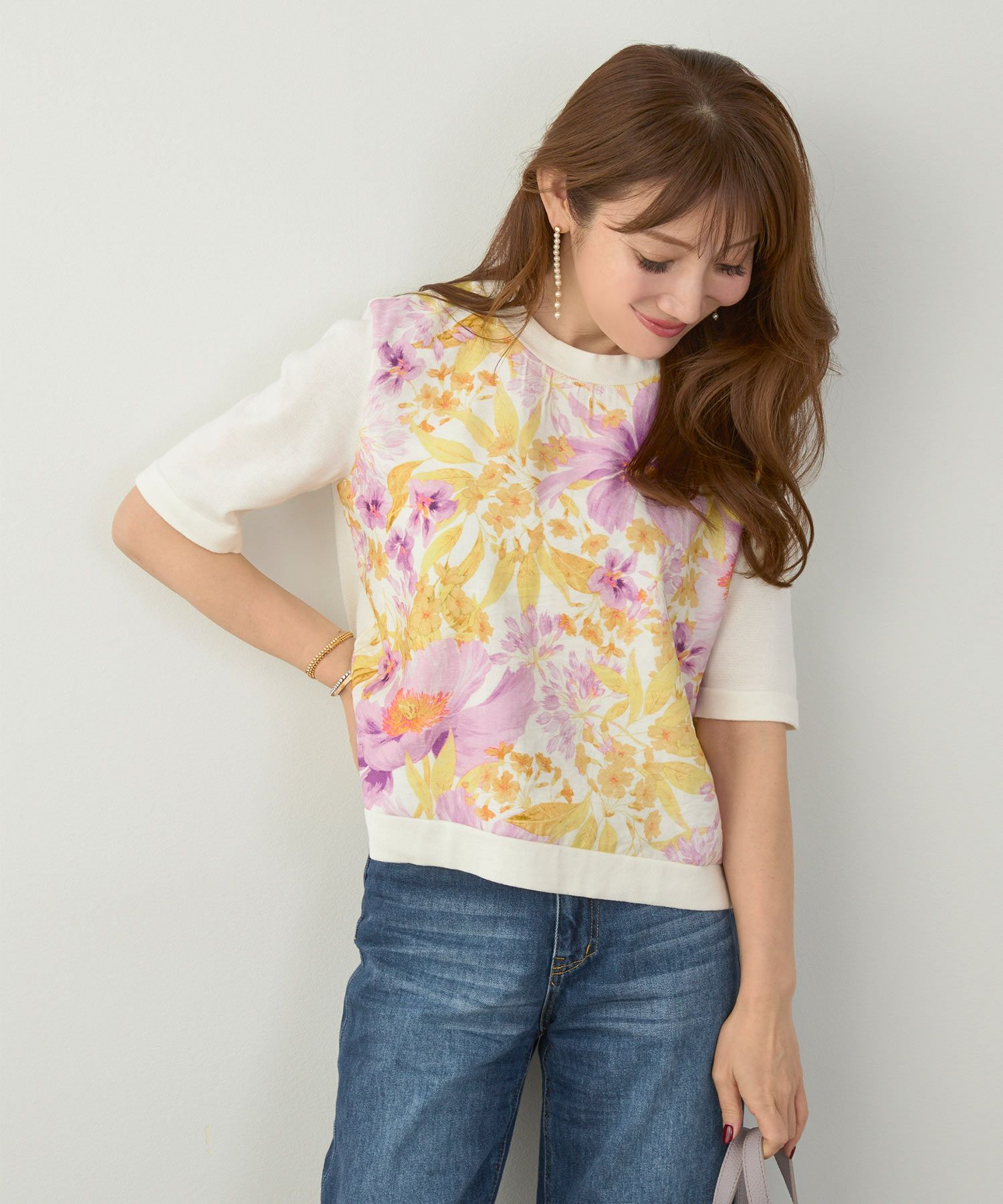 手洗い可 日本製 アンサンブル対応 秋冬春 可愛い 上品 きれいめ オフィス 柄 フェミニン ジョイントスペース