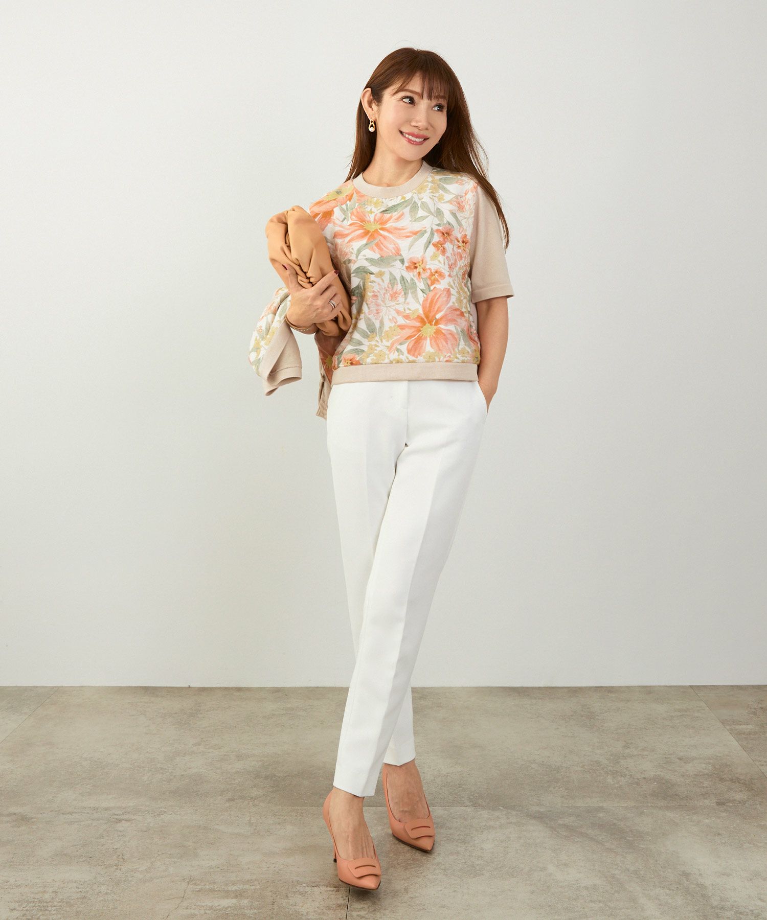 手洗い可 日本製 アンサンブル対応 秋冬春 可愛い 上品 きれいめ オフィス 柄 フェミニン ジョイントスペース