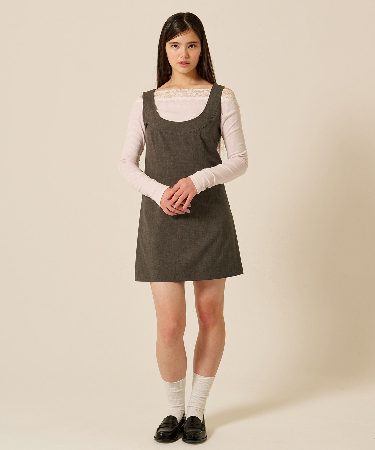 Uネック ミニ ジャンスカ TINA：JOJUN 全2色｜tnj311-1216【2