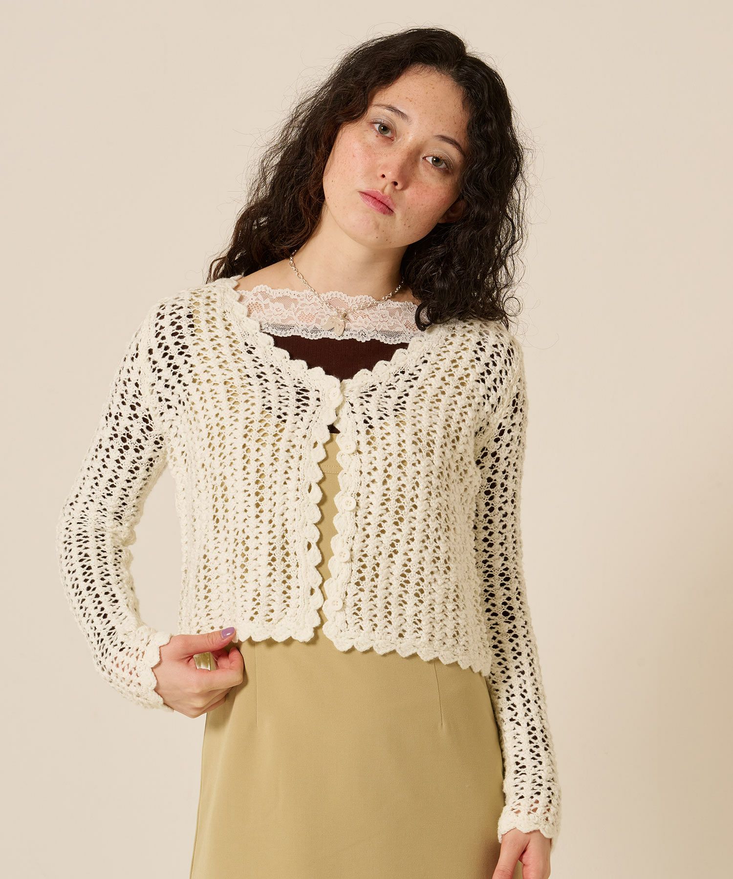 カーディガン/スラブ/アイボリー