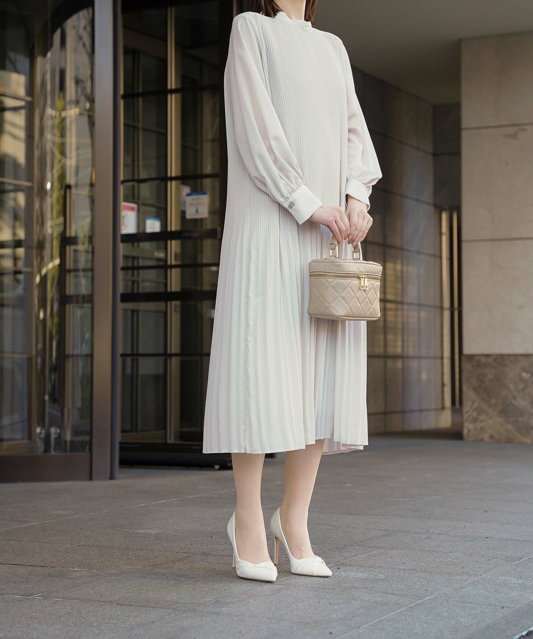 ワンピース レディース ファッション アレンジ かわいい オフィス きれいめ ウォッシャブル 春秋 ジョイントスペース