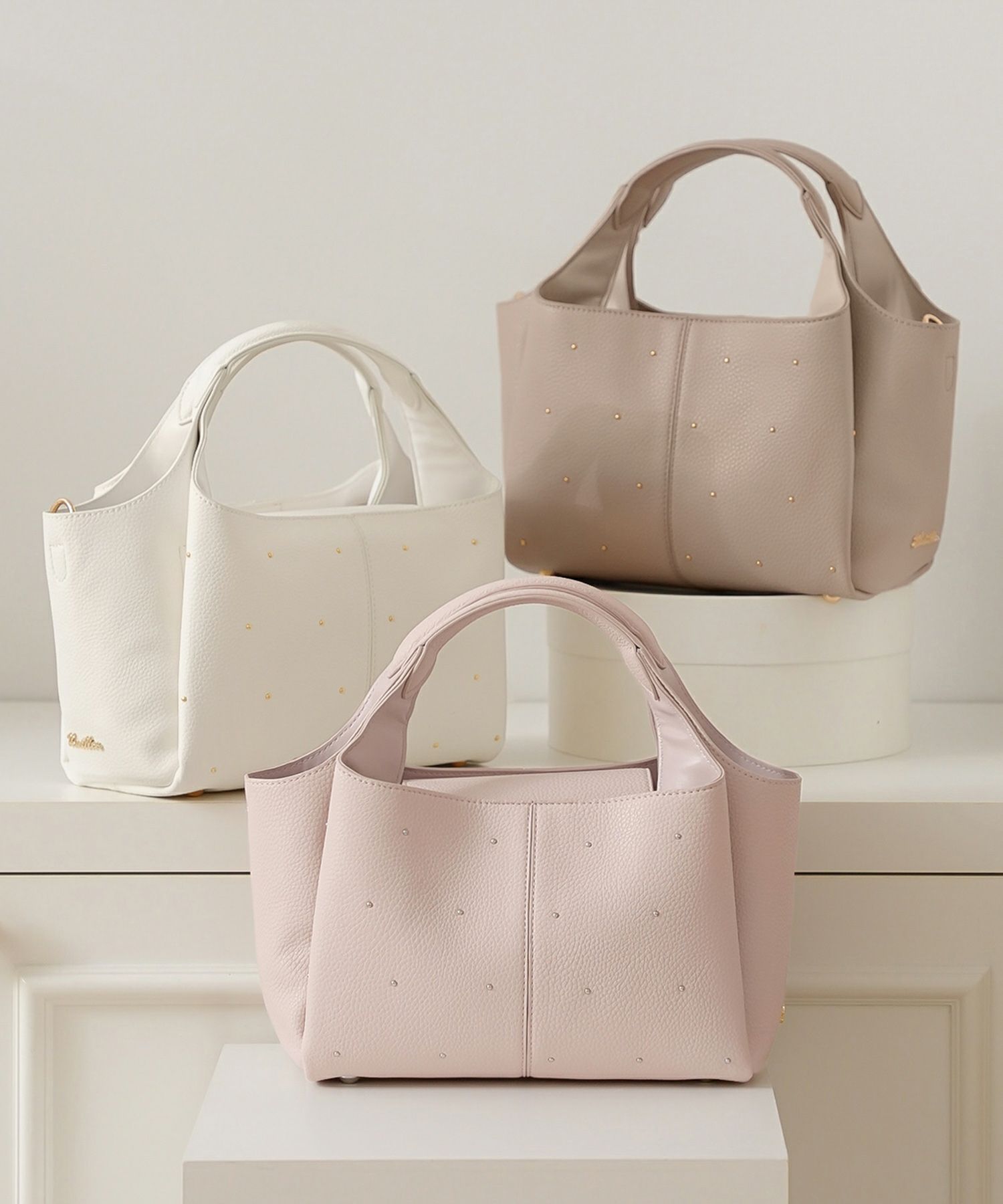 小物 バッグ スタッズ ショルダー ハンドル 合皮 仕分け ポケット