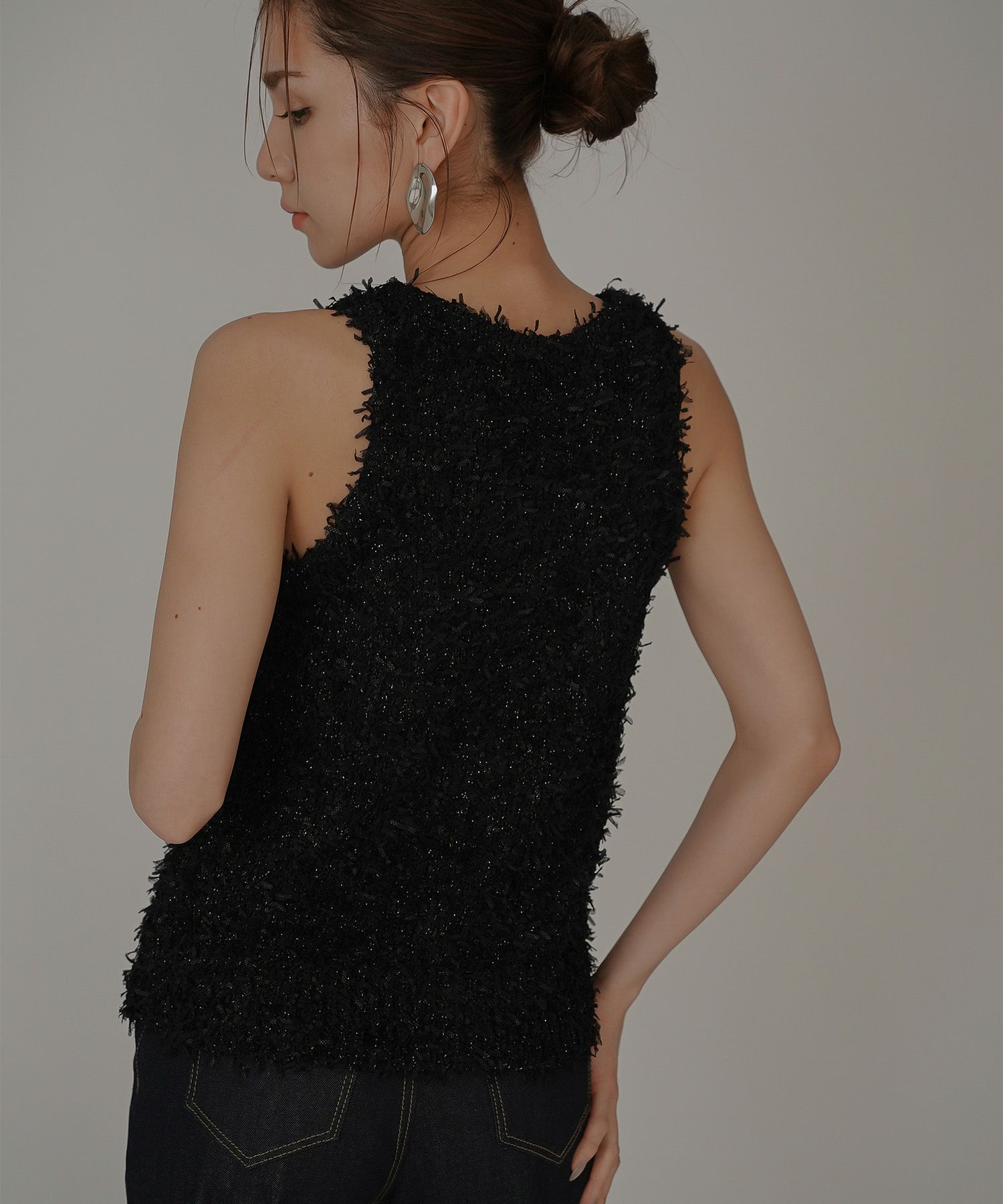 アメリカンスリーブ Vネック 2WAY フェザー レイヤード ファーベスト  海外系 きれいめ 韓国風 韓国系 スタイル盛れ KINO THE KEI