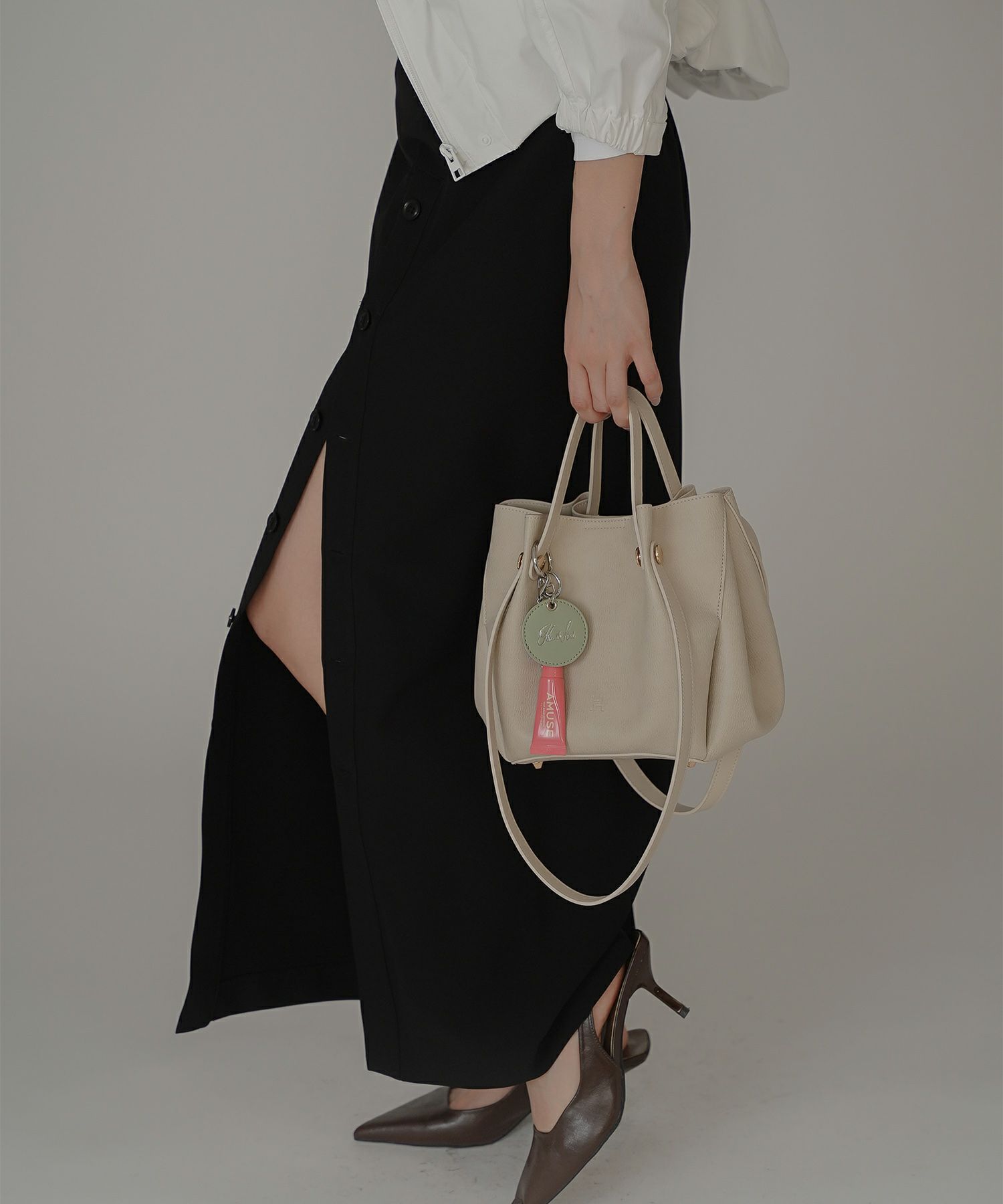 ペンシルスカート ツイル ナローシルエット スリット入り カジュアル エレガント 海外系 きれいめ 韓国風 韓国系 スタイル盛れ KINO THE KEI