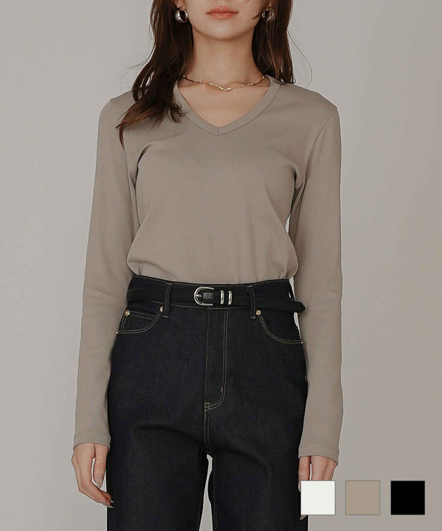 レディ Vネック フライス カットソー プルオーバー KINO THE KEI