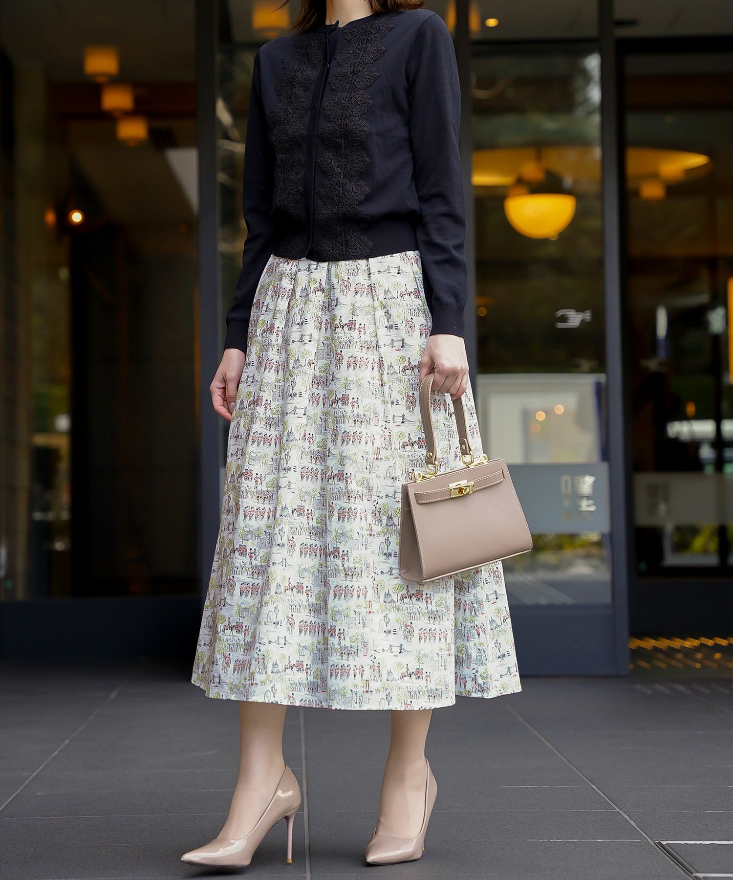 スカート ボトムス レディース ファッション 膝下丈 かわいい きれいめ 柄 リバティ ウォッシャブル 春秋 ジョイントスペース 