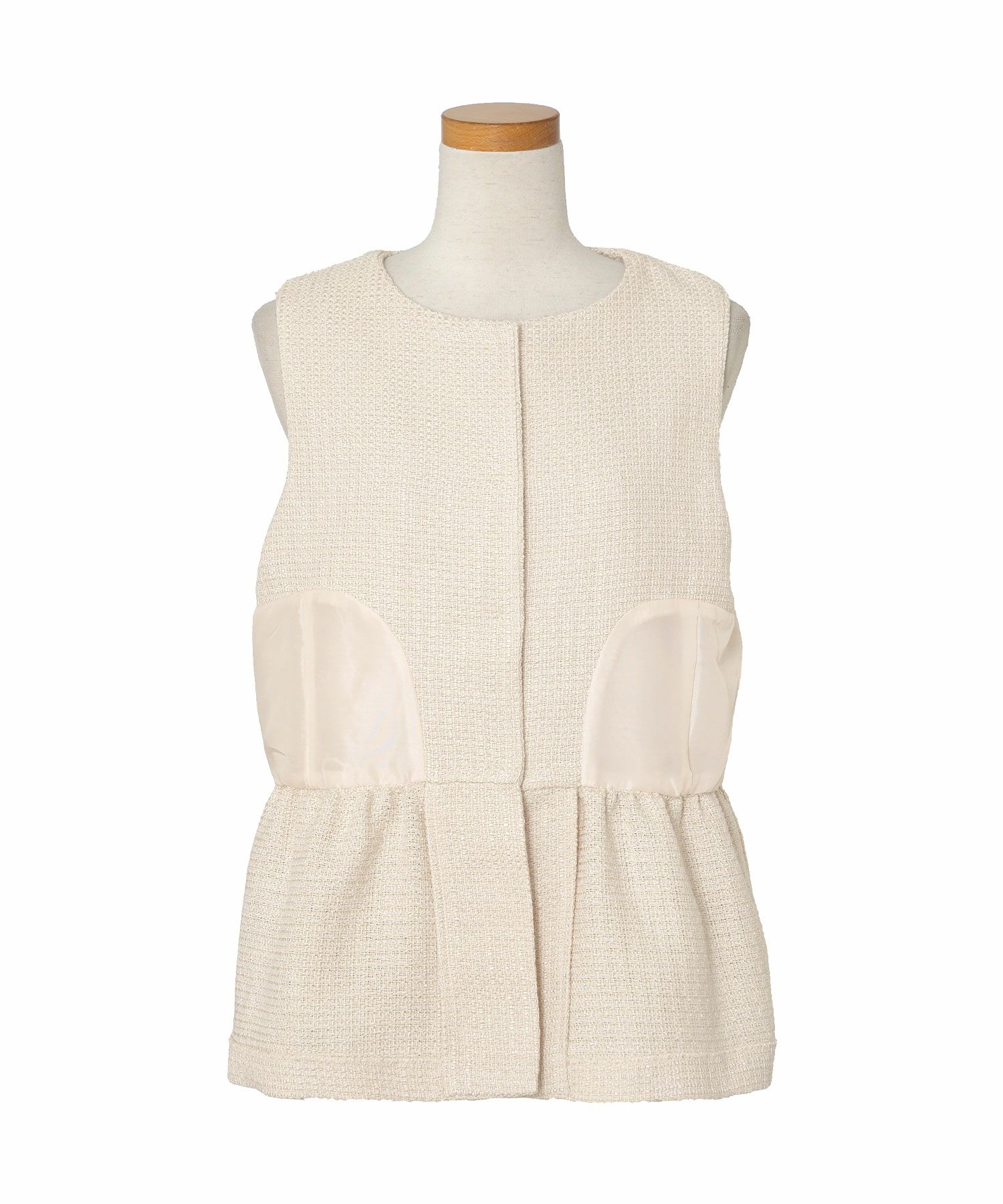 ジャケット ジレ ツイード ボタン エンブレム ミックス モノトーン 上品 エレガント フェミニン 可愛い 大人 きれいめ オケージョン 授業参観 学校行事 お宮参り