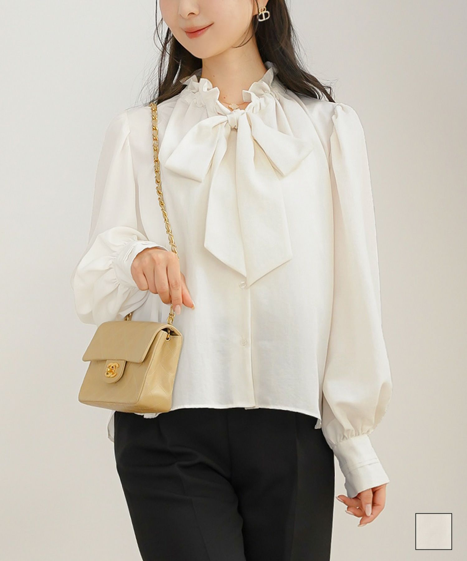 ボウタイ フリル ネック ブラウス le reve vaniller