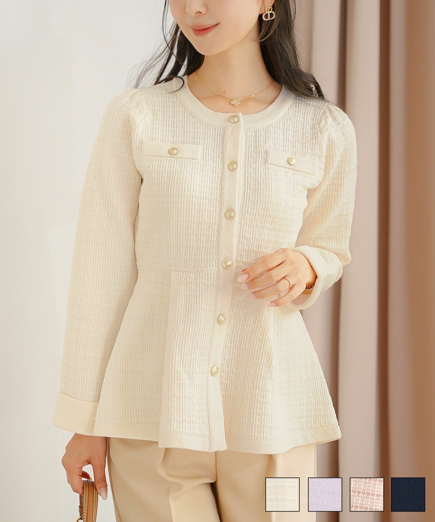 ツイード ニット ペプラム トップス le reve vaniller