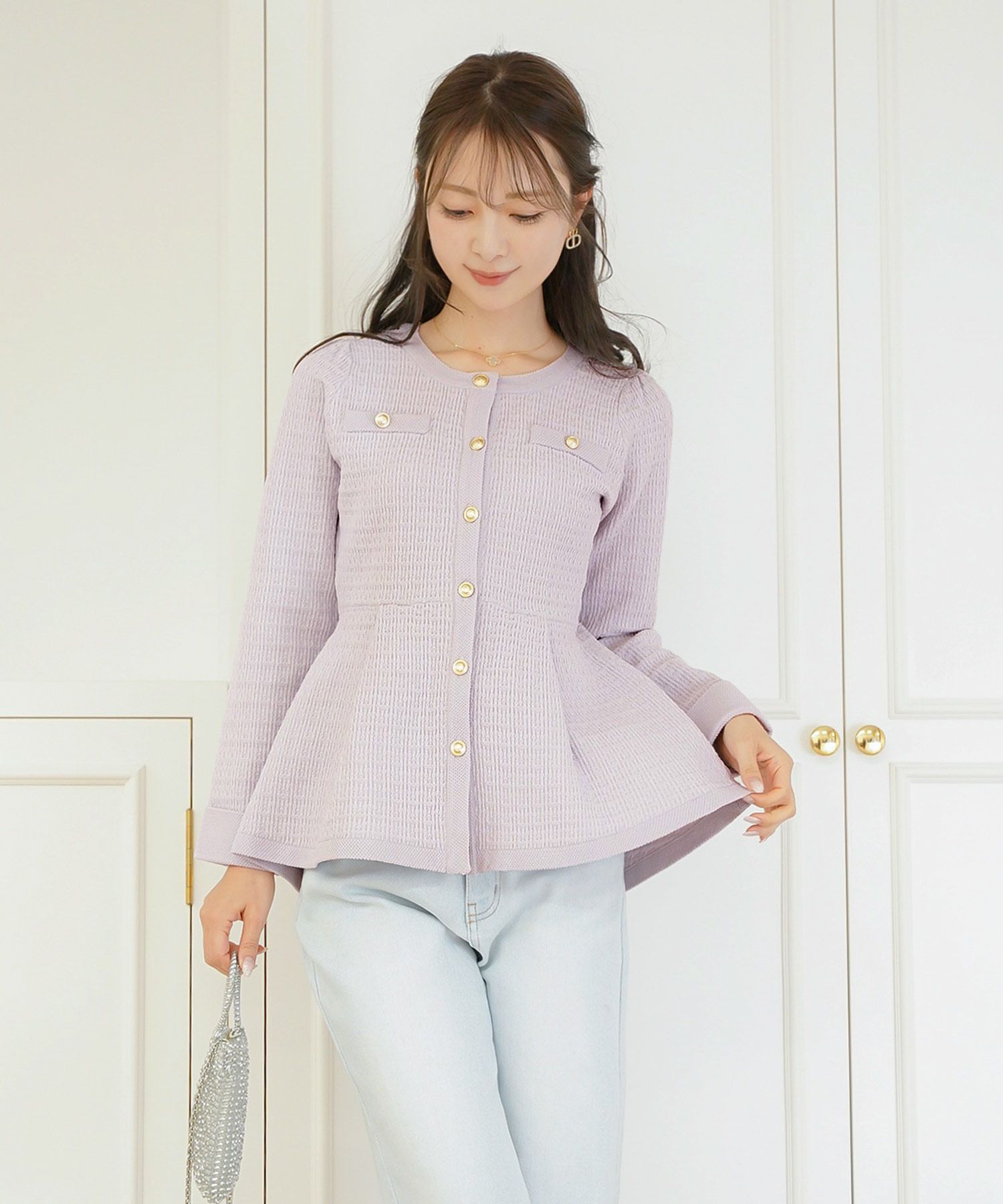 ツイード ニット ペプラム トップス le reve vaniller 全4色｜lvn411